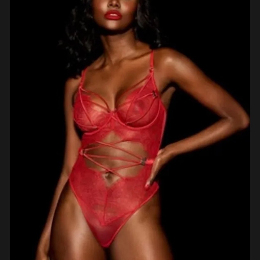 Honey Birdette Red Tessa Bodysuit 32DD/E